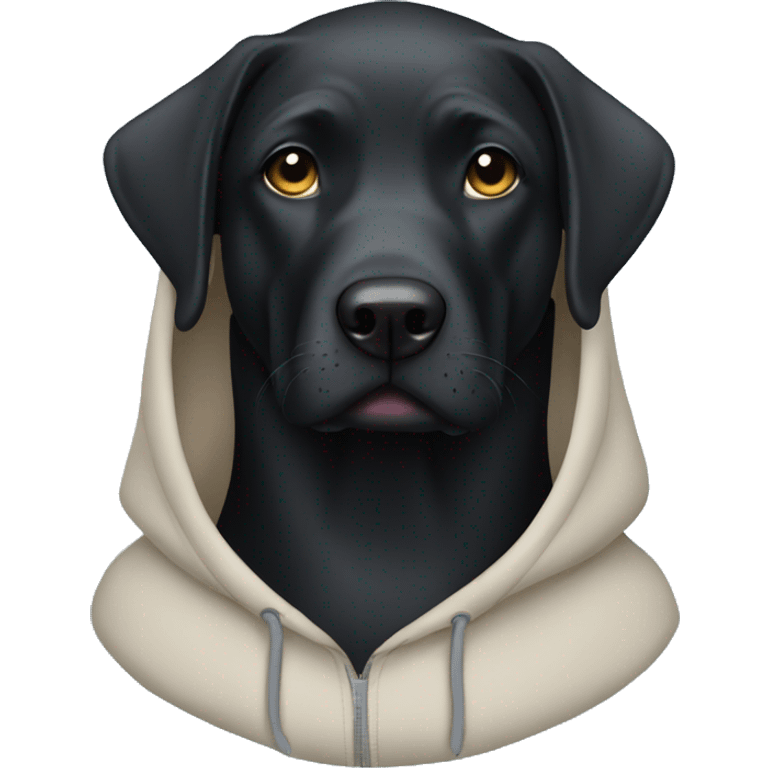 Black lab wearing a hoodie  emoji