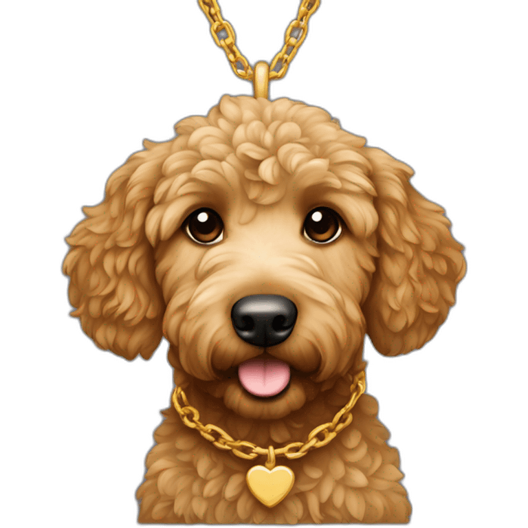 Light Brown golden doodle with gold color cross chain emoji