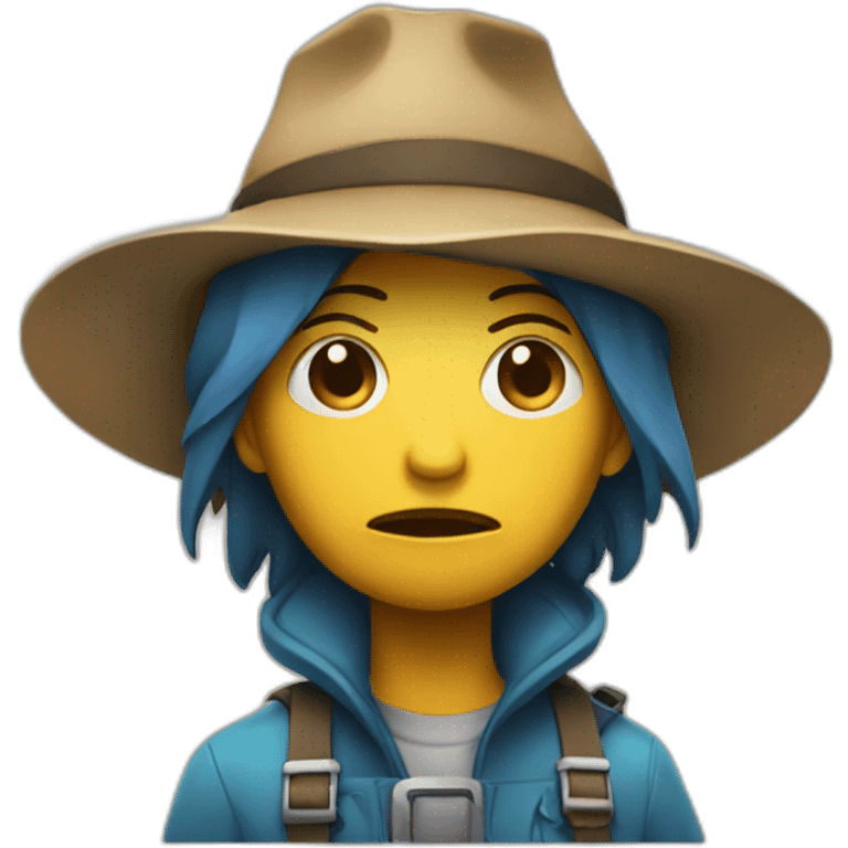 sad face with a explorer hat emoji