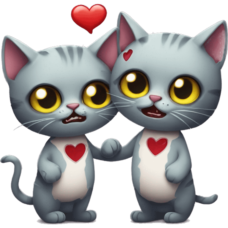 two zombie cats in love emoji