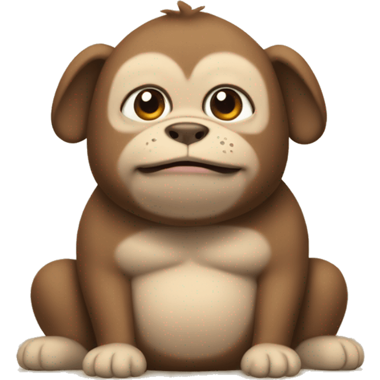 chubby monkey dog with a belly emoji