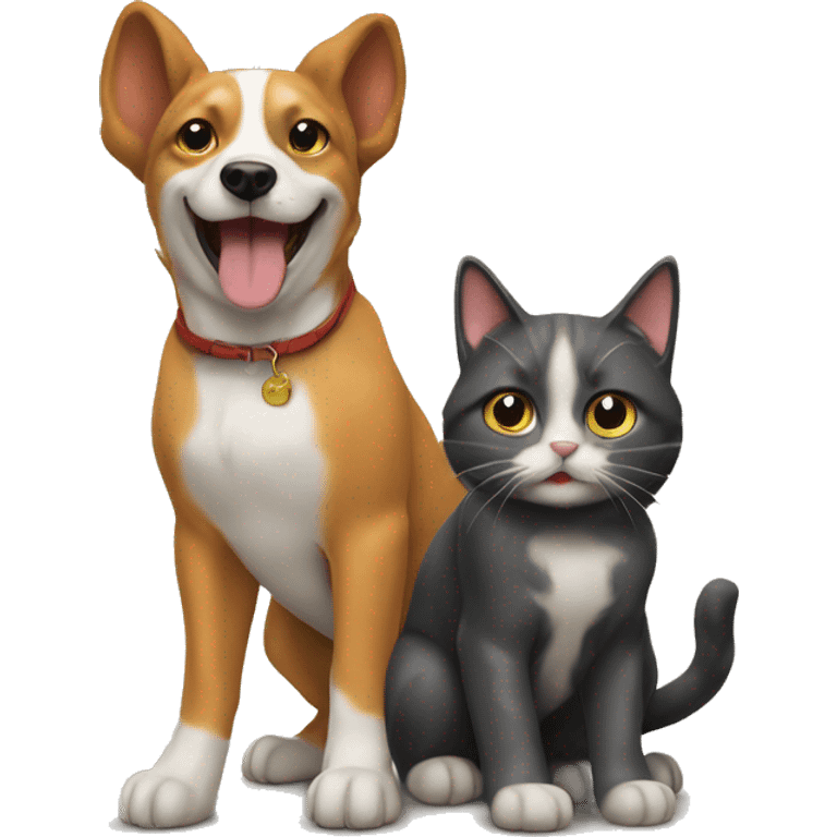 Dog and cat play  emoji