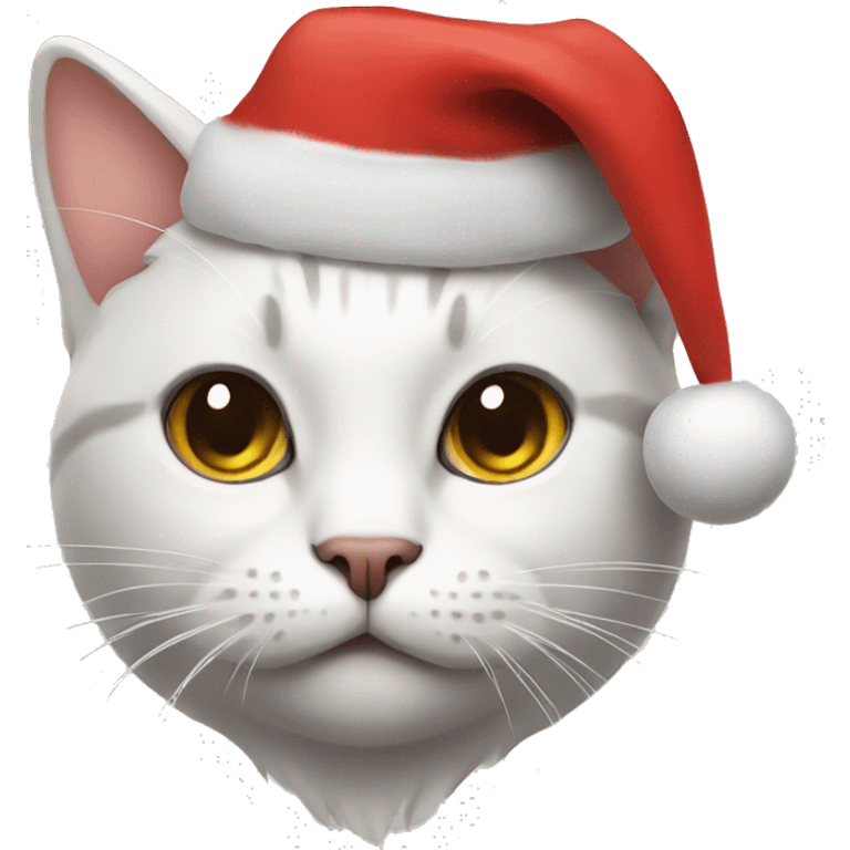 Cat wearing a Christmas hat emoji