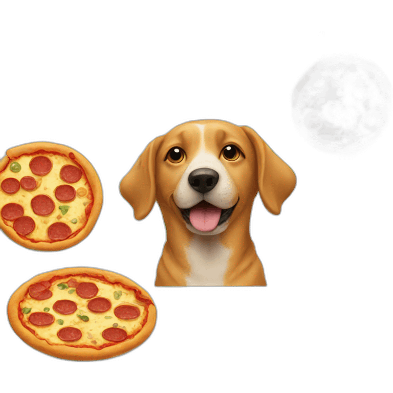 Dog and cat eats pizza emoji