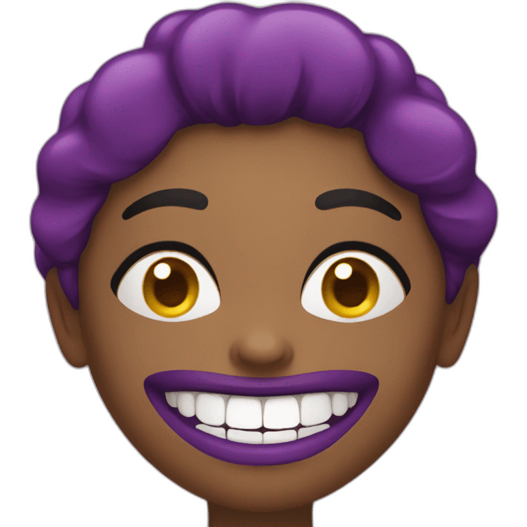 Woman with eggplant for teeth emoji