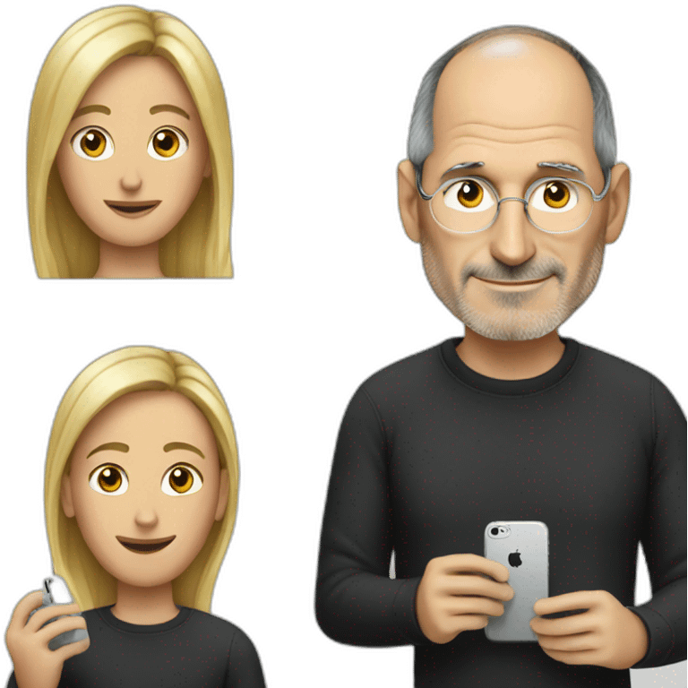 steve jobs using an iphone emoji