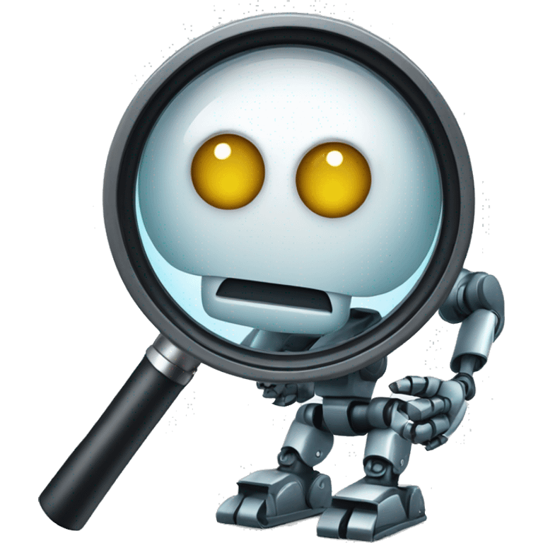 Robot using magnifying glass emoji