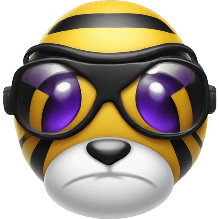 Purple and black bumble bee with safety goggles  emoji