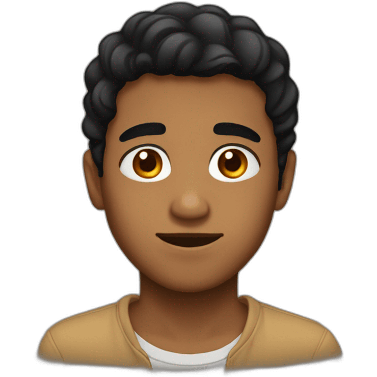 half brown boy with brown eyes and half black hair emoji