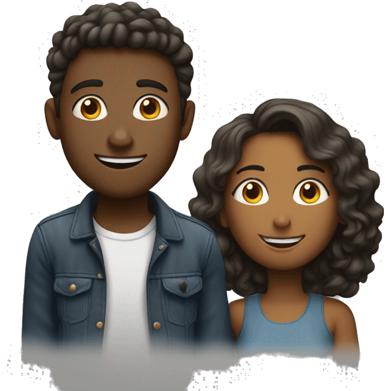 Two young people, one man and one woman, are chatting and have a good impression of each other. emoji