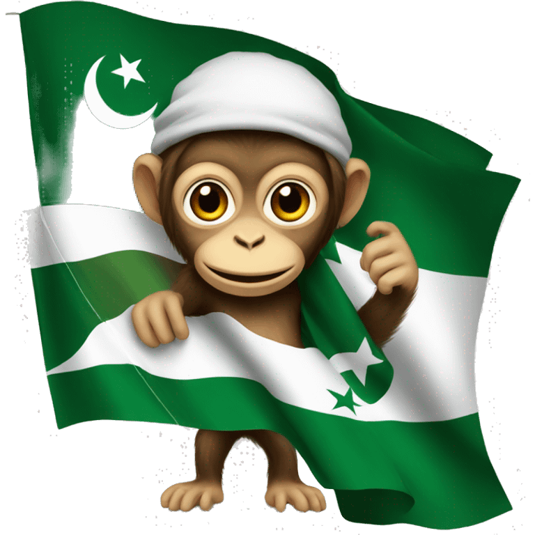 Monkey with Pakistani flag emoji