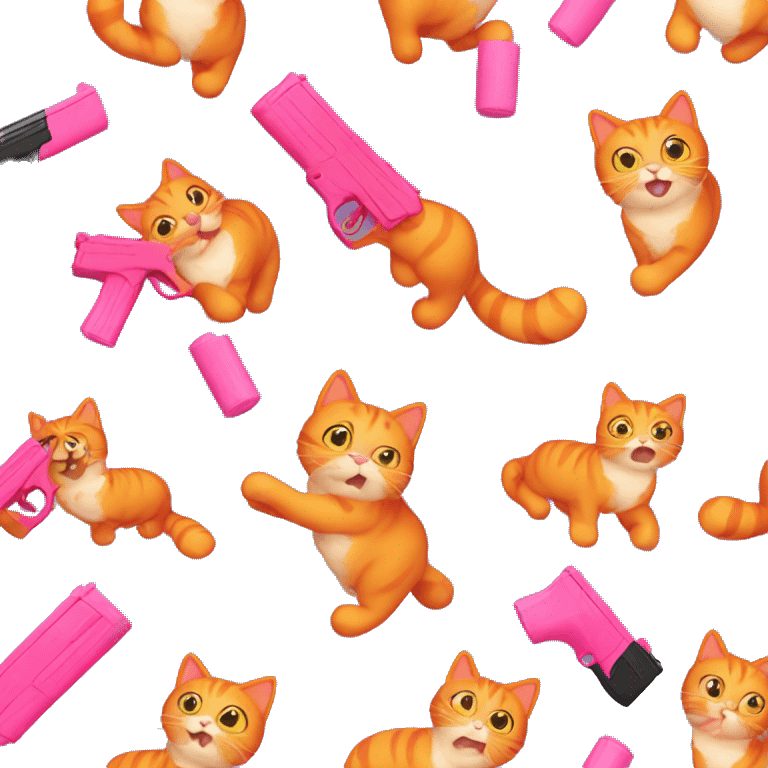 Orange cat with pink gun  emoji