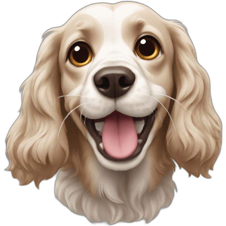 Spaniel sacando lengua emoji