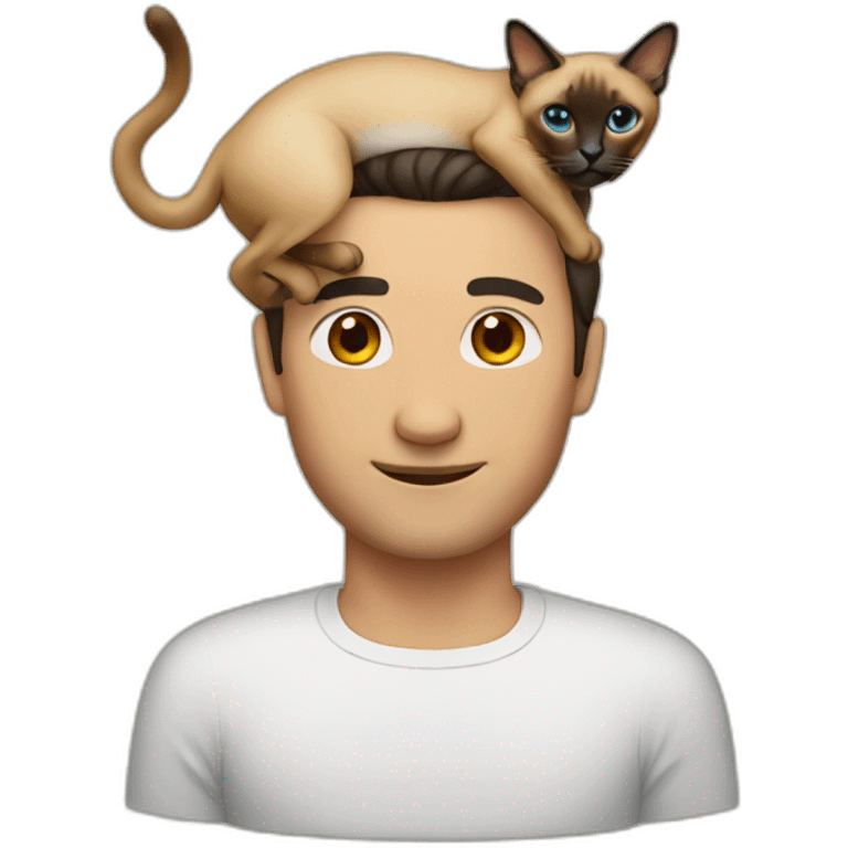 men with siamese cat on head emoji