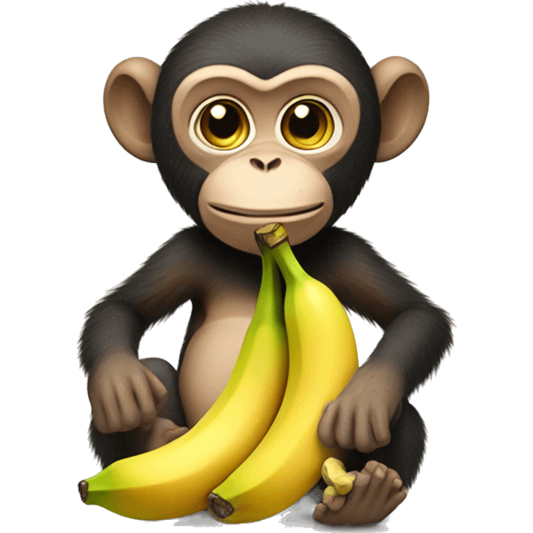 Monkey holding a half peeled banana emoji