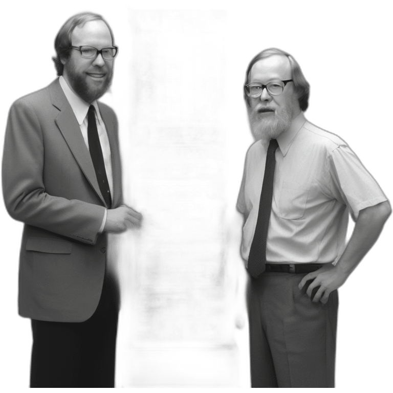 Ken Thompson with Dennis Ritchie with a PDP-11 emoji