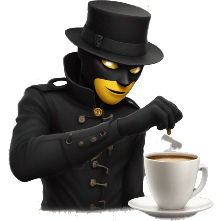 Chat noir qui boit un café  emoji