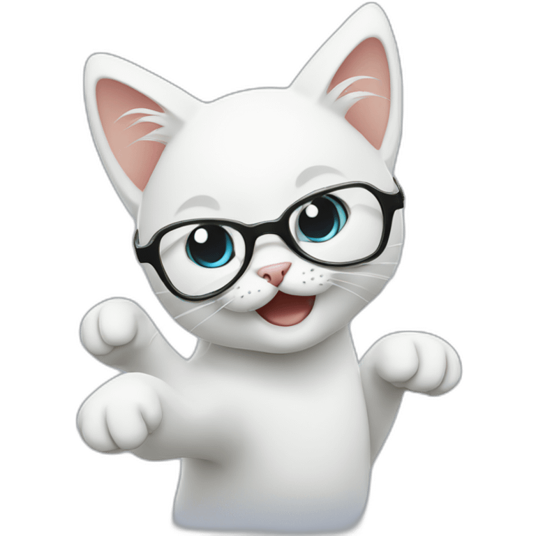 white-cat-with-glasses-dancing emoji