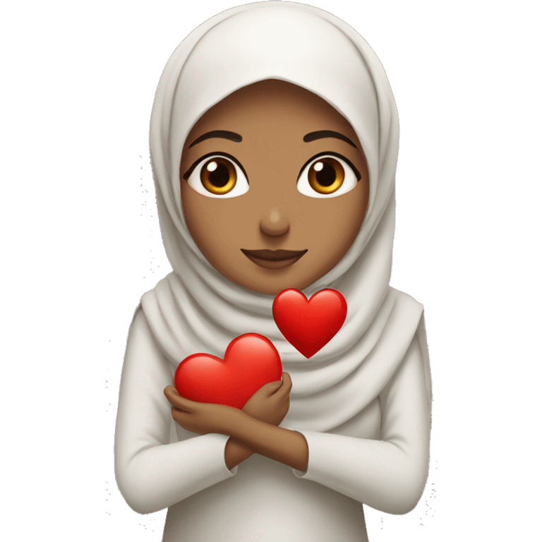 hijabi girl with red heart emoji