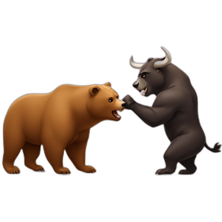 Bear and a bull fighting emoji