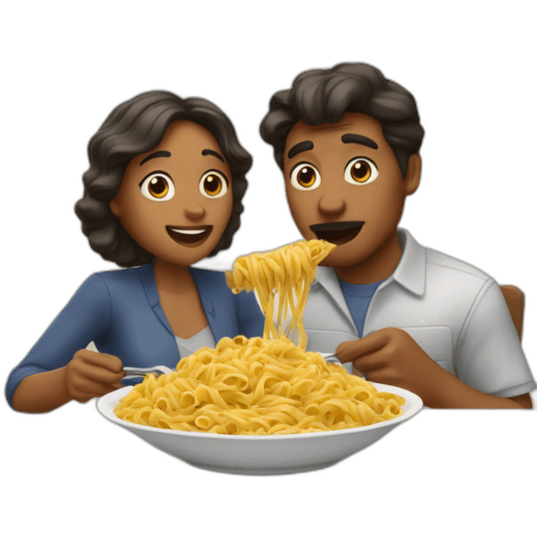 couple eating pasta like lady and the tramp emoji