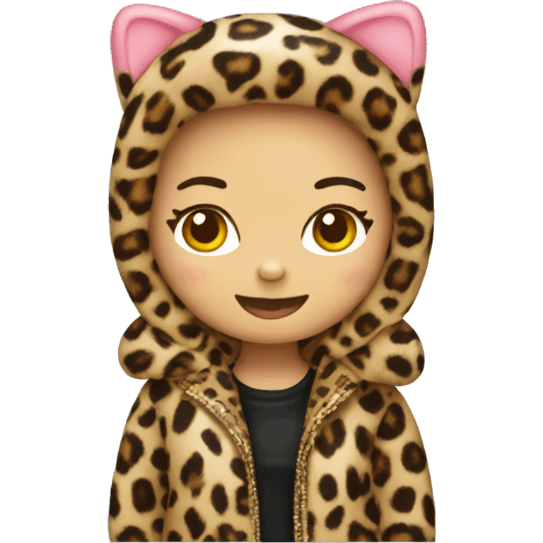 hello kitty with a leopard jacket  emoji