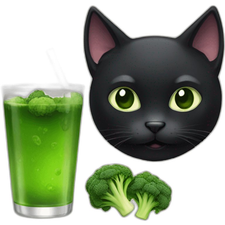 black cat drink brocolis emoji