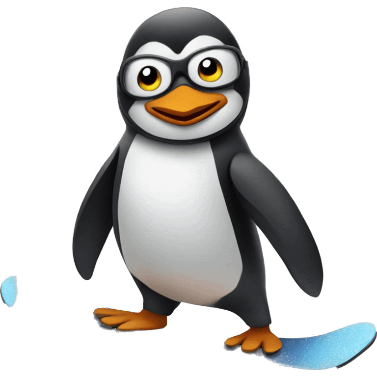 penguin snowboarding  emoji