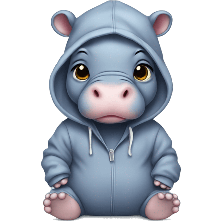 Cute baby hippo wearing a hoodie  emoji