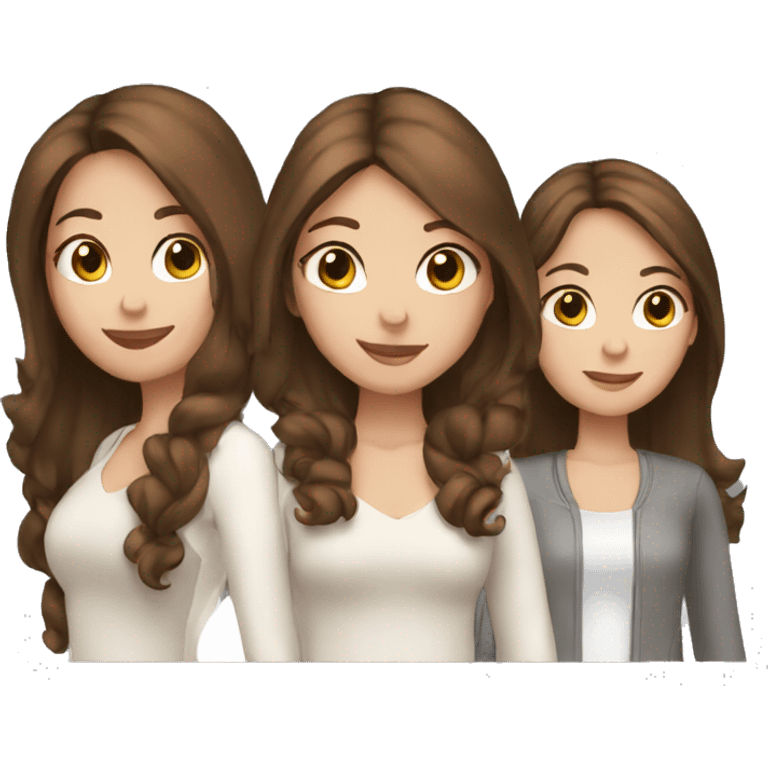 three girl friend (brunette and brown-haired ) emoji