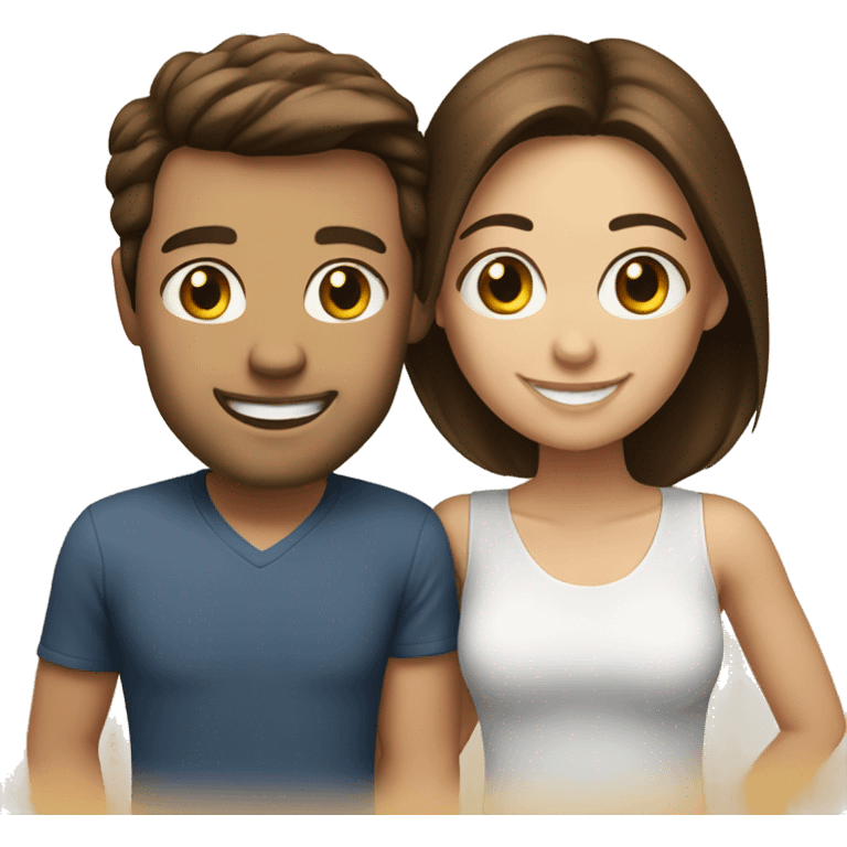 Smiling couple both brunette emoji