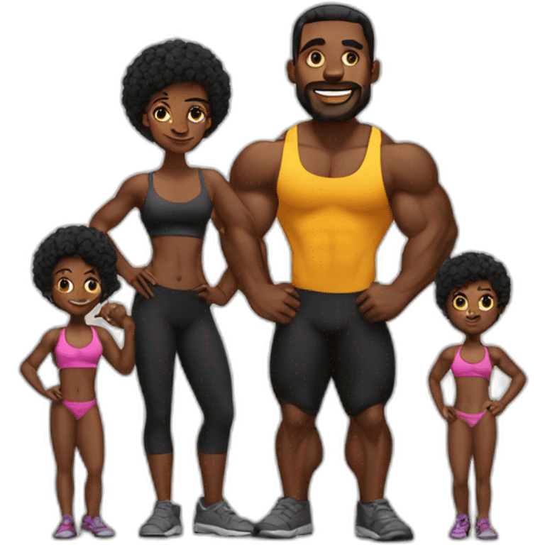 Black body builder family  emoji