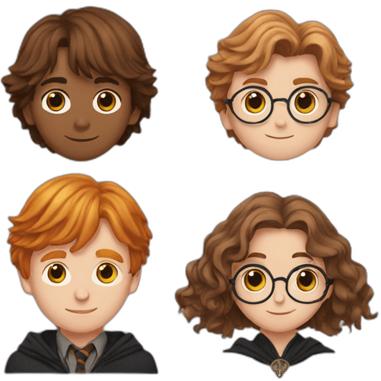 harry potter with ron weasley and hermoine granger emoji