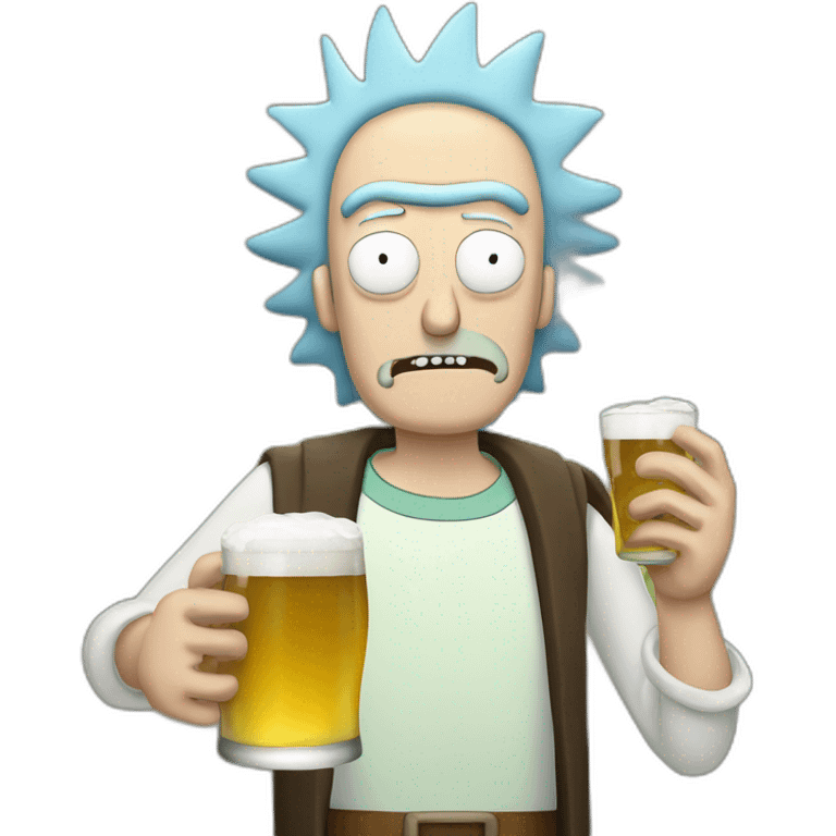 Rick of rick & morty with beer emoji