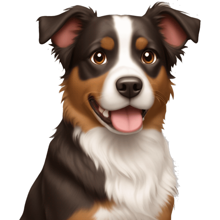 Australian Shepherd and Boston terrier dog mix brown body  emoji