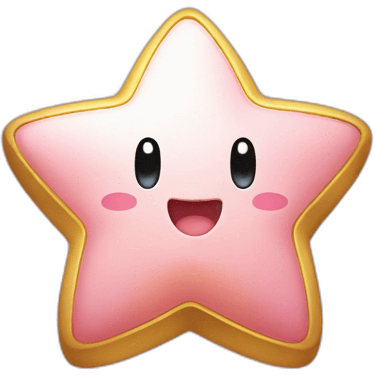 cute happy Kirby holding a golden star emoji