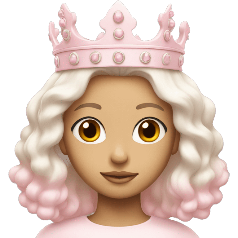 White and pastel pink crown emoji