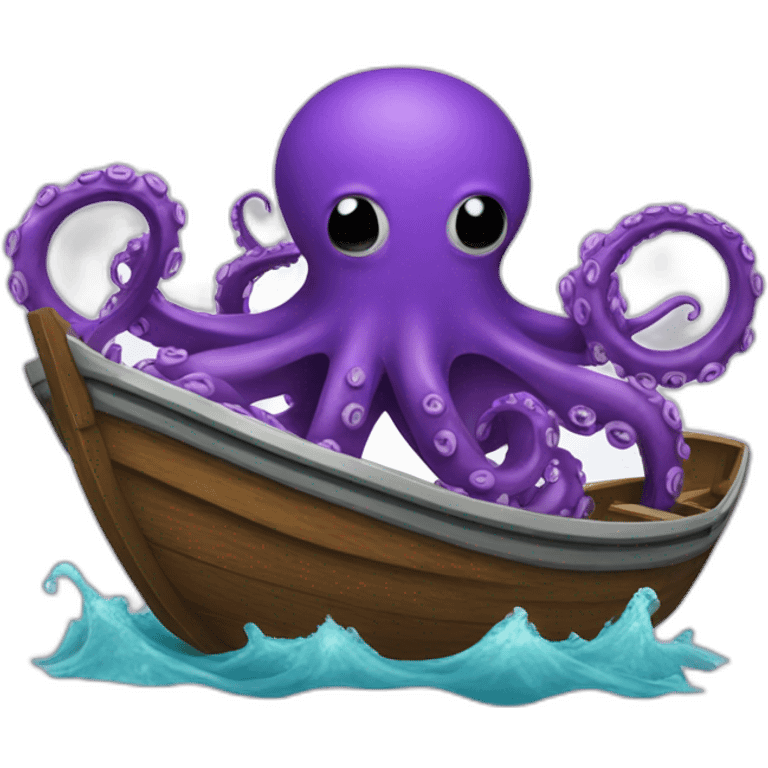 purple octopus crushing boat emoji