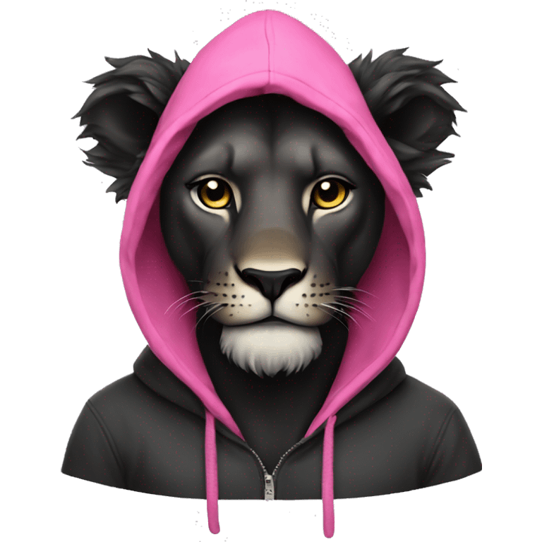 Black lion wearing a pink hoodie  emoji