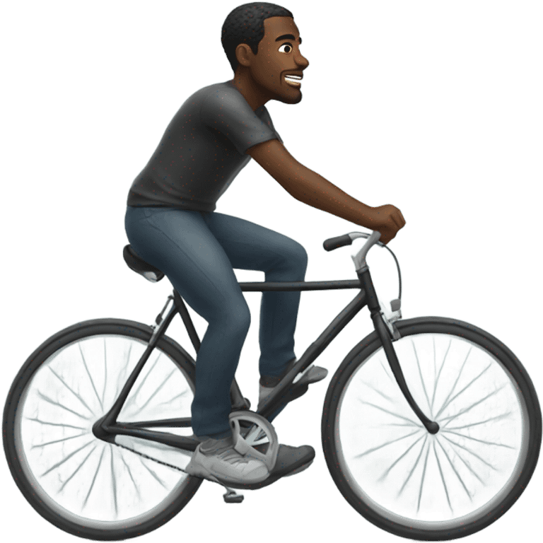 Black man on bicycle in the fog emoji