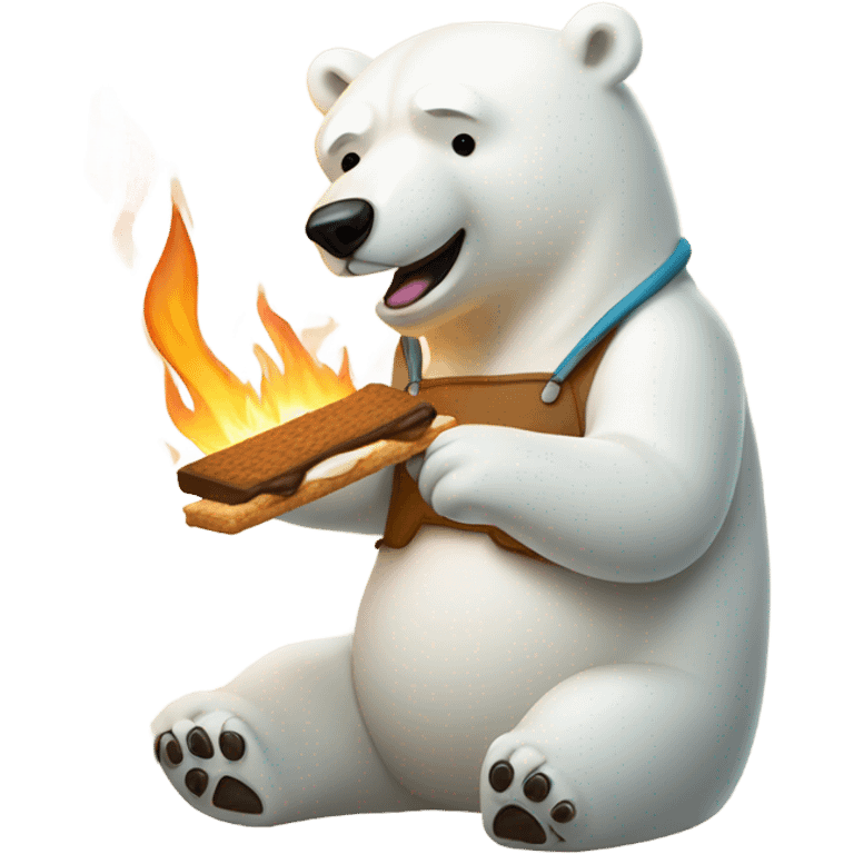 Polar bear roasting a smore  emoji