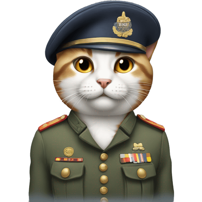 Cat wearing a soldier uniform emoji