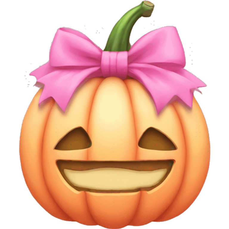 Light pink soft Pumpkin with a pink bow emoji