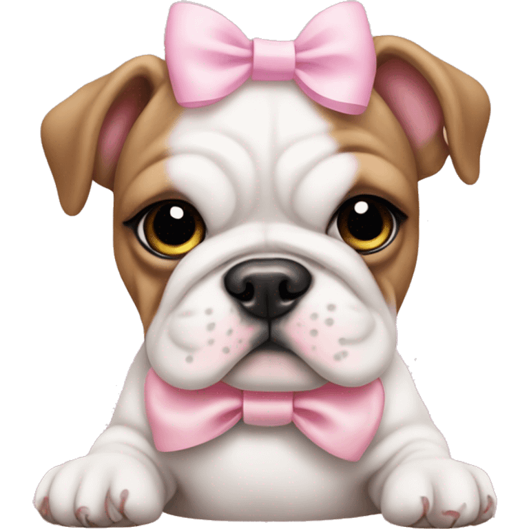 Bulldog puppy with pastel pink bow emoji