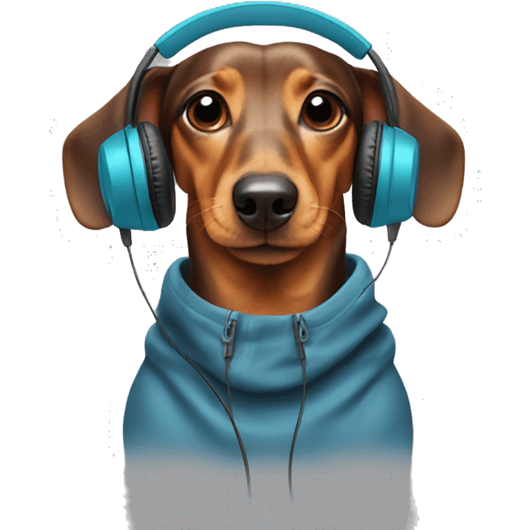 Dachshund in headphones emoji