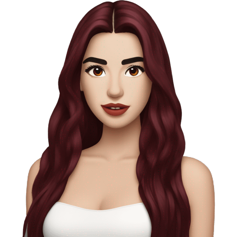 Dua Lipa with dark red long hair emoji