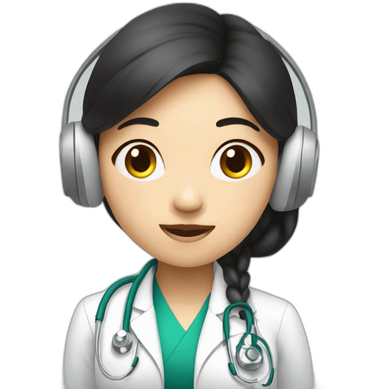 medical elegant asian girl student listening a song emoji