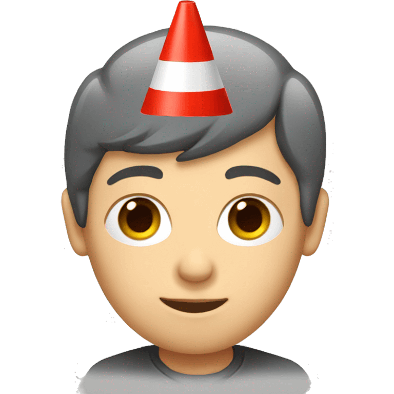 white Boy with a red cone on his head emoji