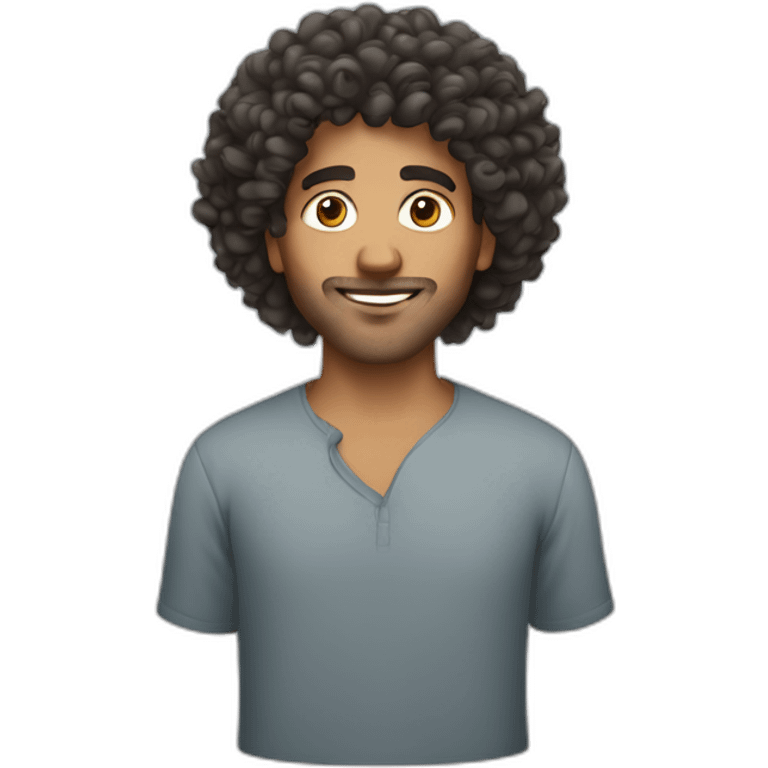 Moroccan guy with large curly hair emoji