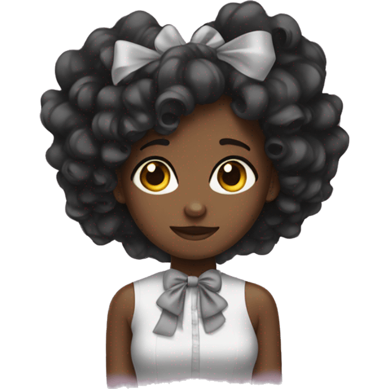 black girl with bow emoji